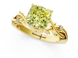 Yellow gold Fancy Yellow Cushion cut Solitaire Twisted Band Prong Setting Ring_110