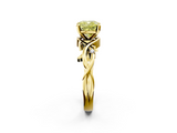 Yellow gold Fancy Yellow Cushion cut Solitaire Twisted Band Prong Setting Ring_111