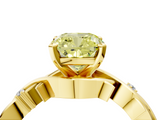 Yellow gold Fancy Yellow Cushion cut Solitaire Twisted Band Prong Setting Ring_113