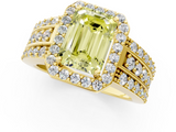 Yellow gold Fancy Yellow Emerald -Cut Halo Diamond Ring with Split Shank and Four-Prong Setting_72
