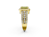 Yellow gold Fancy Yellow Emerald -Cut Halo Diamond Ring with Split Shank and Four-Prong Setting_73