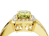 Yellow gold Fancy Yellow Emerald -Cut Halo Diamond Ring with Split Shank and Four-Prong Setting_75