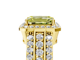 Yellow gold Fancy Yellow Emerald -Cut Halo Diamond Ring with Split Shank and Four-Prong Setting_76