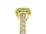 Yellow gold Fancy Yellow Emerald  Brilliant Cut Diamond Engagement Ring with Pavé Band and Four-Prong Setting_54