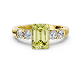 Yellow gold Fancy Yellow Emerald  Brilliant Cut Diamond Five-Stone Prong Set Engagement Ring with Channel Band_3