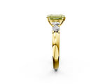 Yellow gold Fancy Yellow Emerald  Brilliant Cut Diamond Five-Stone Prong Set Engagement Ring with Channel Band_5