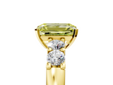 Yellow gold Fancy Yellow Emerald  Brilliant Cut Diamond Five-Stone Prong Set Engagement Ring with Channel Band_8