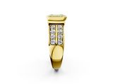 Yellow gold Fancy Yellow Emerald  Brilliant Diamond Channel Set Wide Band Ring with Bezel Setting_21