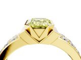 Yellow gold Fancy Yellow Emerald  Brilliant Diamond Channel Set Wide Band Ring with Bezel Setting_23