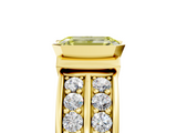 Yellow gold Fancy Yellow Emerald  Brilliant Diamond Channel Set Wide Band Ring with Bezel Setting_24