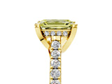 Yellow gold Fancy Yellow Emerald  Brilliant Diamond Solitaire with Pavé Band and Four-Prong Setting 1