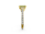 Yellow gold Fancy Yellow Emerald  Brilliant Diamond Solitaire with Pavé Band and Four-Prong Setting 4
