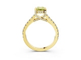 Yellow gold Fancy Yellow Emerald  Brilliant Diamond Solitaire with Pavé Band and Four-Prong Setting 5
