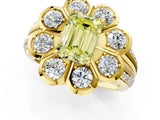 Yellow gold Fancy Yellow Emerald  Brilliant Flower Halo Diamond Split Shank Ring_76