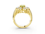 Yellow gold Fancy Yellow Emerald  Brilliant Flower Halo Diamond Split Shank Ring_78