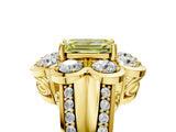 Yellow gold Fancy Yellow Emerald  Brilliant Flower Halo Diamond Split Shank Ring_80