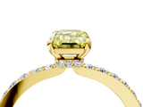 Yellow gold Fancy Yellow Emerald  Brilliant Pavé Band Solitaire with Four-Prong Setting_63
