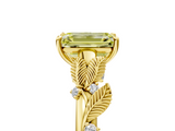 Yellow gold Fancy Yellow Emerald  Brilliant Solitaire with Leaf Motif Band and Four-Prong Setting_61
