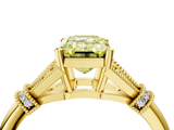 Yellow gold Fancy Yellow Emerald  Brilliant Solitaire with Pave Band and Four-Prong Setting_24