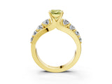 Yellow gold Fancy Yellow Emerald  Brilliant Solitaire with Side Stones on a Pave Band and Four-Prong Setting_27