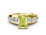 Yellow gold Fancy Yellow Emerald  Brilliant Solitaire with Side Stones on a Pave Band and Four-Prong Setting_37
