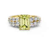Yellow gold Fancy Yellow Emerald  Cluster Diamond Engagement Ring with Pavé Band and Four-Prong Setting_75