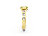 Yellow gold Fancy Yellow Emerald Cut Brilliant Channel-Set Diamond Ring with Bezel Prong Setting_2