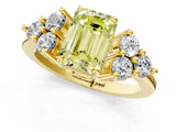 Yellow gold Fancy Yellow Emerald Cut Brilliant Diamond Cluster Accent Solitaire Ring with Prong Setting_1