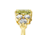 Yellow gold Fancy Yellow Emerald Cut Brilliant Diamond Cluster Accent Solitaire Ring with Prong Setting_5