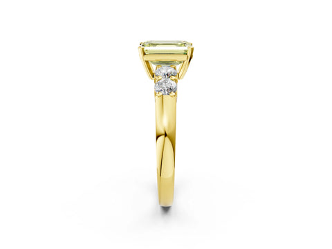 Yellow gold Fancy Yellow Emerald Cut Brilliant Diamond Five-Stone Engagement Ring with Prong Setting on a Classic Band_5