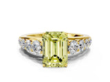 Yellow gold Fancy Yellow Emerald Cut Brilliant Diamond Pavé Band with Six-Prong Setting_12
