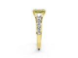 Yellow gold Fancy Yellow Emerald Cut Brilliant Diamond Pavé Band with Six-Prong Setting_14