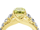 Yellow gold Fancy Yellow Emerald Cut Brilliant Diamond Pavé Band with Six-Prong Setting_16