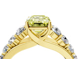 Yellow gold Fancy Yellow Emerald Cut Brilliant Diamond Pavé Band with Six-Prong Setting_4