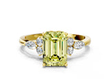 Yellow gold Fancy Yellow Emerald Cut Brilliant Diamond Solitaire Ring with Pear Side Stones and Four-Prong Setting_3