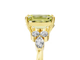 Yellow gold Fancy Yellow Emerald Cut Brilliant Diamond Solitaire Ring with Pear Side Stones and Four-Prong Setting_8