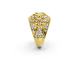 Yellow gold Fancy Yellow Emerald Cut Brilliant Halo Pave Diamond Milgrain Ring_2
