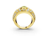 Yellow gold Fancy Yellow Emerald Cut Brilliant Halo Pave Diamond Milgrain Ring_3