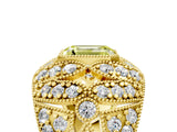 Yellow gold Fancy Yellow Emerald Cut Brilliant Halo Pave Diamond Milgrain Ring_5
