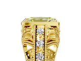 Yellow gold Fancy Yellow Emerald Cut Brilliant Milgrain Filigree Diamond Ring with Square Prong Setting_5
