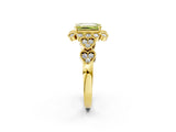 Yellow gold Fancy Yellow Emerald Cut Brilliant Milgrain Pave Heart Band Solitaire Ring_2