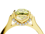 Yellow gold Fancy Yellow Emerald Cut Brilliant Solitaire Diamond Ring with Channel Set Band and Bar Prong Setting_4
