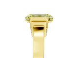 Yellow gold Fancy Yellow Emerald Cut Brilliant Solitaire Diamond Ring with Channel Set Band and Bar Prong Setting_5