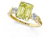 Yellow gold Fancy Yellow Emerald Cut Brilliant Three-Stone Pave Band with Four-Prong Setting_1