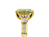 Yellow gold Fancy Yellow Emerald Cut Brilliant Three-Stone Pave Band with Four-Prong Setting_5
