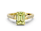 Yellow gold Fancy Yellow Emerald  Cut Cathedral Pave Diamond Engagement Ring with Six-Prong Setting_32