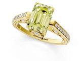 Yellow gold Fancy Yellow Emerald  Cut Cathedral Pave Diamond Engagement Ring with Six-Prong Setting_33