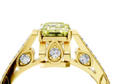 Yellow gold Fancy Yellow Emerald  Cut Cathedral Pave Diamond Engagement Ring with Six-Prong Setting_36