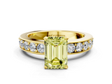 Yellow gold Fancy Yellow Emerald  Cut Channel Set Diamond Engagement Ring with Four-Prong Setting_243