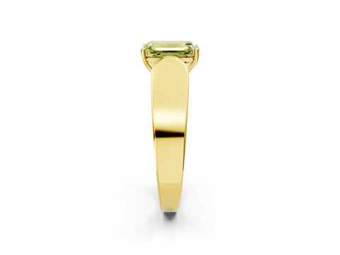 Yellow gold Fancy Yellow Emerald Cut Cut Diamond Channel Set Solitaire Ring with Four-Prong Setting_2